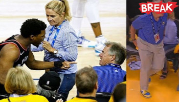 Kyle Lowry Shoved By Warriors' Fan Who's A Part Owner Mark Stevens In Game 3!